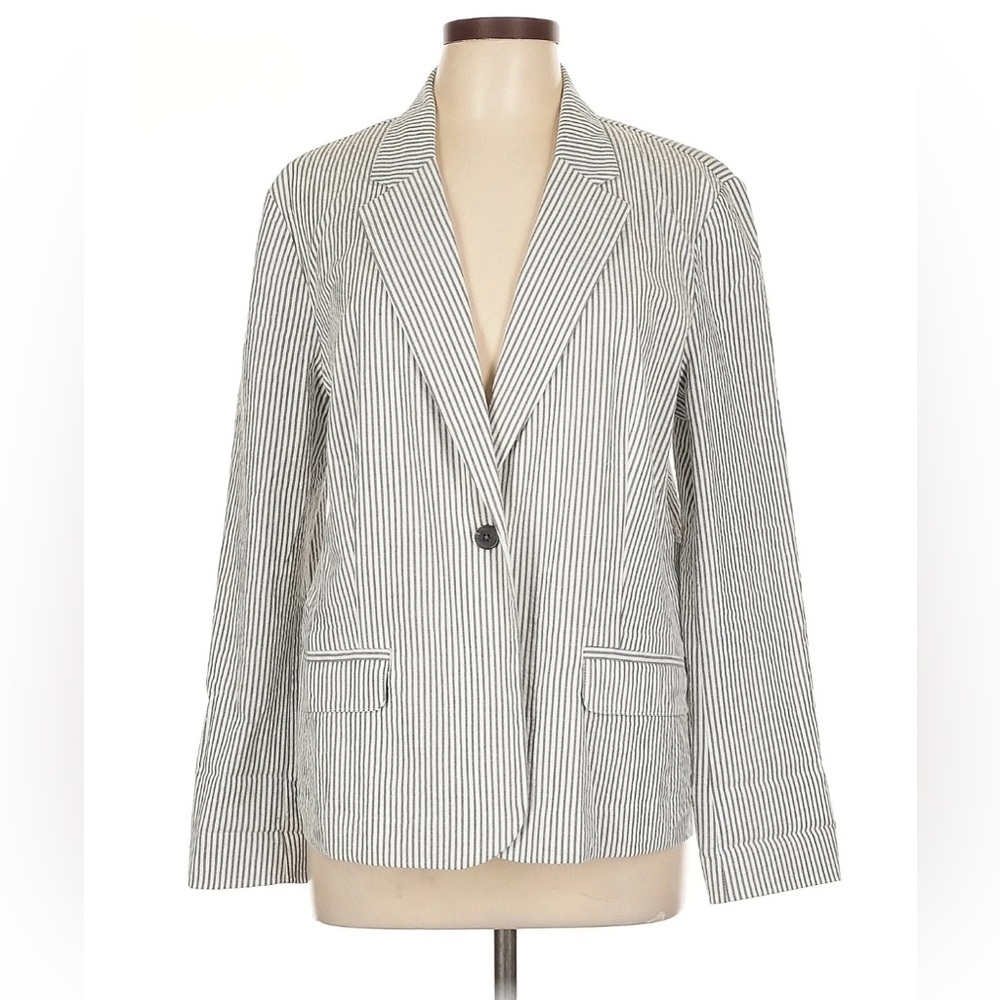 J. Jill NWT Striped Black and White Seersucker Women's Blazer
